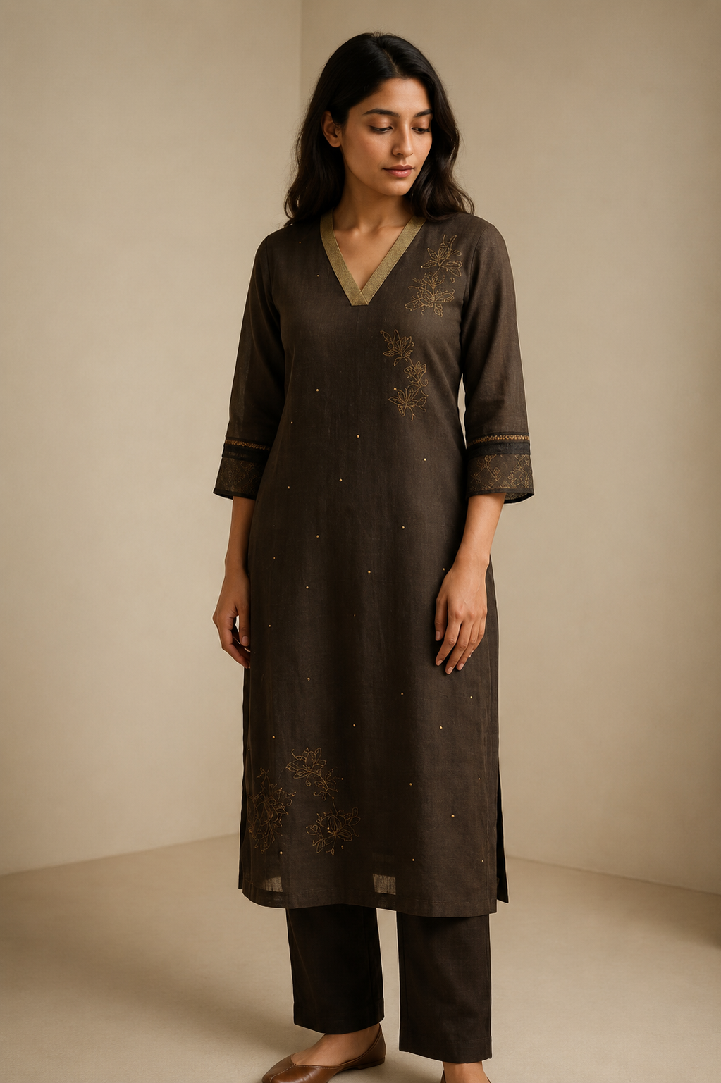 Block print Chanderi tunic set with artisanal finish