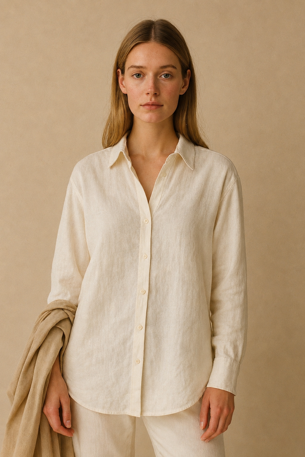 Oat linen shirt in European flax linen